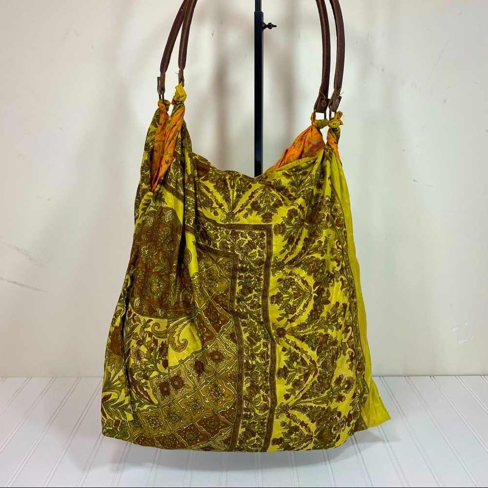 NWOT-Vintage Sari silk green/orange shoulder bags
